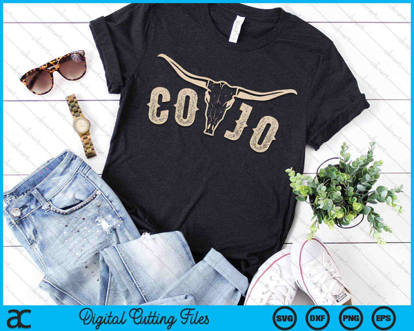 Cojo Bull Skull Music Country 70s Cowboys Retro SVG PNG Digital Cutting Files