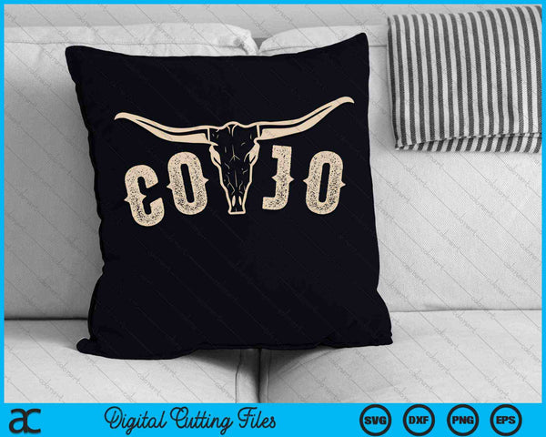 Cojo Bull Skull Music Country 70s Cowboys Retro SVG PNG Digital Cutting Files