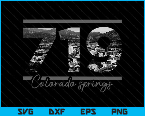 Colorado Springs 719 Area Code Skyline Colorado Vintage SVG PNG Cutting Printable Files