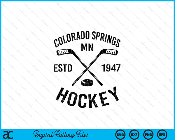 Colorado Springs Minnesota Ice Hockey Sticks Vintage Gift SVG PNG Digital Cutting Files