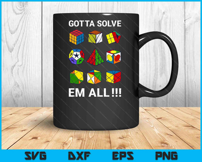 Competitive Puzzle Cube Gotta Solve Em All Speed Cubing SVG PNG Digital Cutting Files