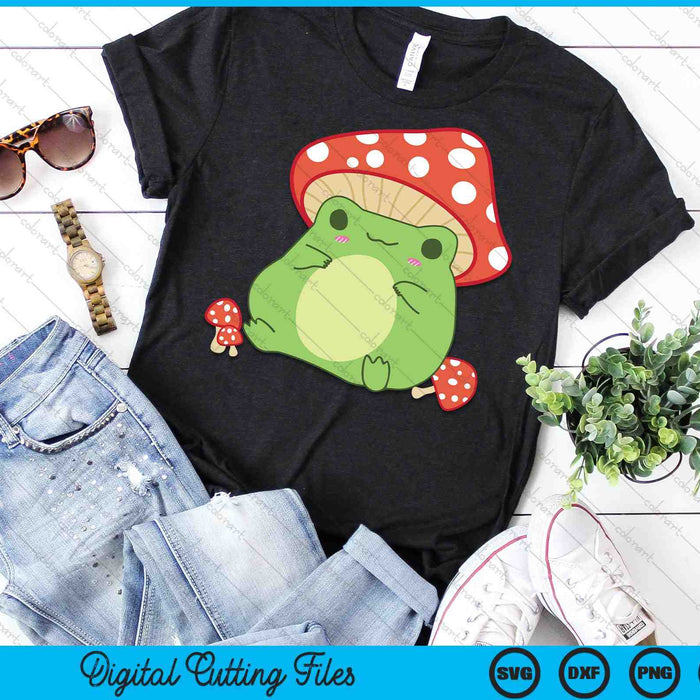 Cottagecore Frog Aesthetic Cute Frog With Mushroom Hat SVG PNG Digital Cutting Files