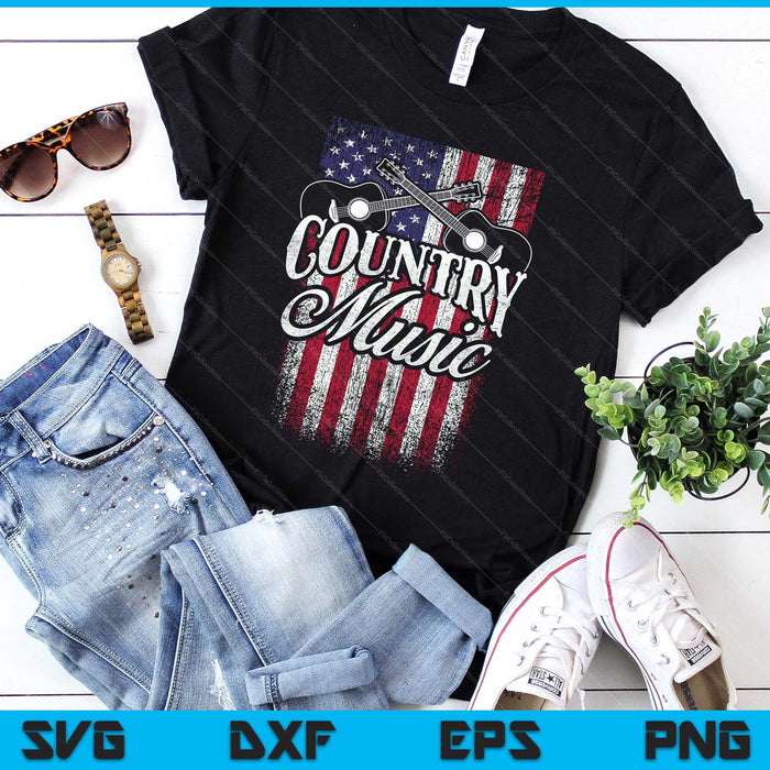 Country Music Guitar & American Flag Western SVG PNG Digital Printable Files Country Music Guitar & American Flag Western SVG PNG Digital Printable Files