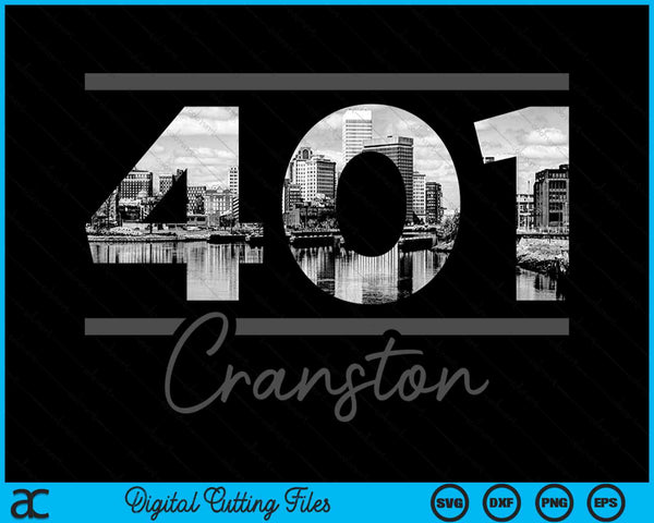 Cranston 401 Area Code Skyline Rhode Island Vintage SVG PNG Digital Cutting Files