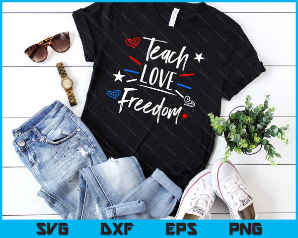 Cute 4th Of July Or Memorial Day Teacher Red White And Blue SVG PNG Digital Cutting Files