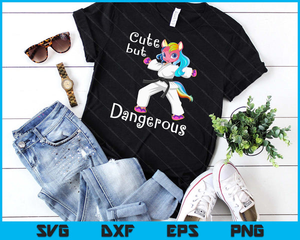 Cute But Dangerous Funny Karate Unicorn Girl SVG PNG Digital Cutting Files