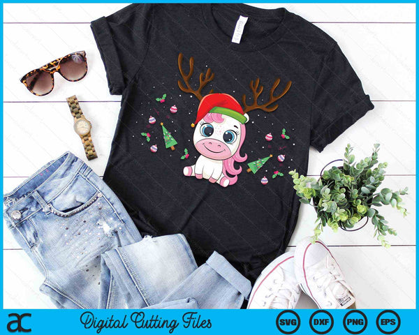 Cute Christmas Girls Xmas Unicorn Deer Christmas SVG PNG Digital Cutting Files