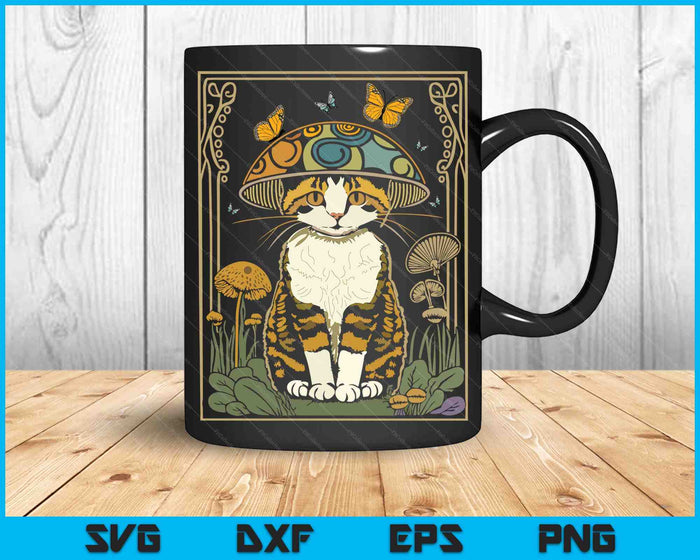 Cute Cottagecore Aesthetic Cat Mushroom SVG PNG Digital Cutting Files