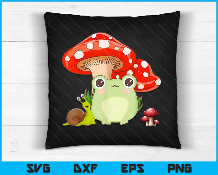 Cute Frog Mushroom Cottagecore Aesthetic SVG PNG Digital Cutting Files