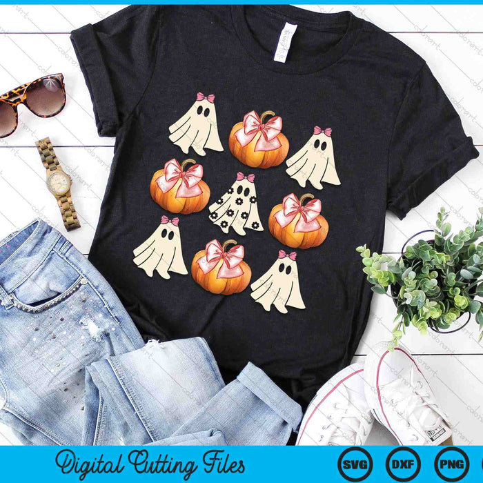 Cute Ghost Florals Pink Coquette Bows Pumpkins Halloween SVG PNG Digital Cutting File Cute Ghost Florals Pink Coquette Bows Pumpkins Halloween SVG PNG Digital Cutting File