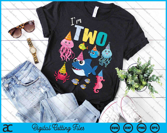 Cute Sea Animals Ocean Creatures Party 2nd Birthday I'm Two SVG PNG Digital Cutting Files Cute Sea Animals Ocean Creatures Party 2nd Birthday I'm Two SVG PNG Digital Cutting Files