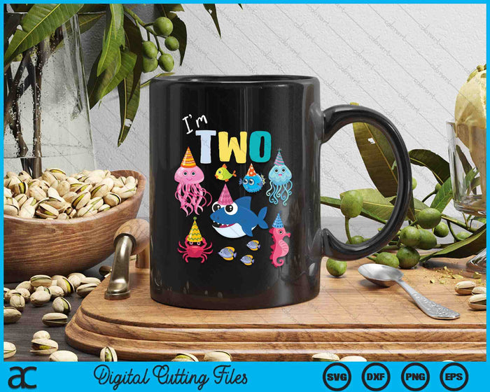 Cute Sea Animals Ocean Creatures Party 2nd Birthday I'm Two SVG PNG Digital Cutting Files Cute Sea Animals Ocean Creatures Party 2nd Birthday I'm Two SVG PNG Digital Cutting Files