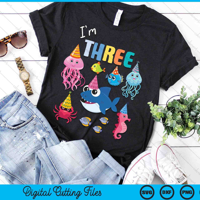 Sea Animals Ocean Creatures Party 3rd Birthday I'm Three SVG PNG Digital Cutting Files Sea Animals Ocean Creatures Party 3rd Birthday I'm Three SVG PNG Digital Cutting Files