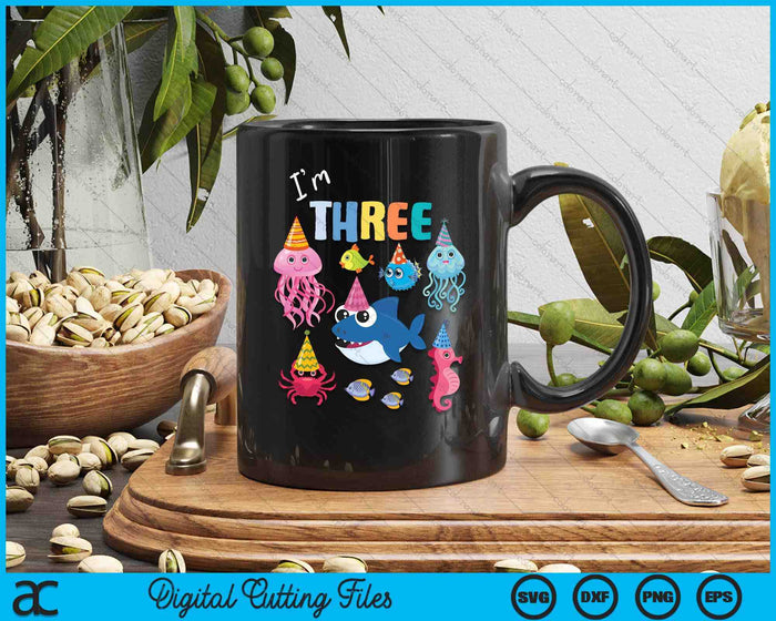 Sea Animals Ocean Creatures Party 3rd Birthday I'm Three SVG PNG Digital Cutting Files Sea Animals Ocean Creatures Party 3rd Birthday I'm Three SVG PNG Digital Cutting Files
