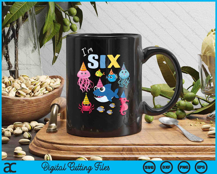 Cute Sea Animals Ocean Creatures Party 6th Birthday SVG PNG Digital Cutting Files Cute Sea Animals Ocean Creatures Party 6th Birthday SVG PNG Digital Cutting Files