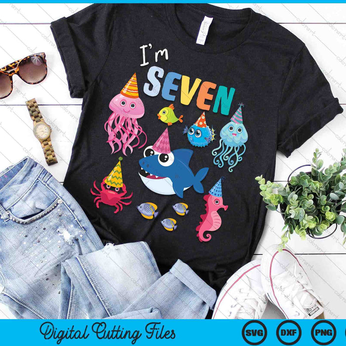 Cute Sea Animals Ocean Creatures Party 7th Birthday SVG PNG Digital Cutting Files Cute Sea Animals Ocean Creatures Party 7th Birthday SVG PNG Digital Cutting Files