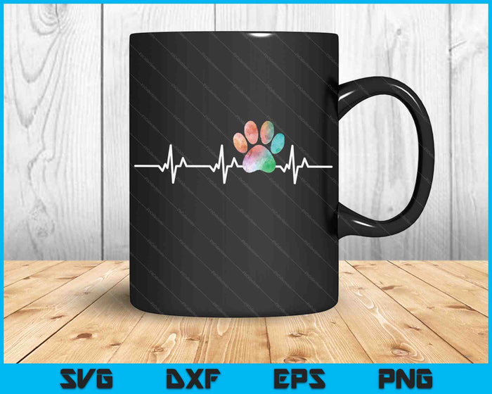 Cute Veterinarian Gift Rainbow Paw Print Heartbeat Vet Tech SVG PNG Digital Printable Files