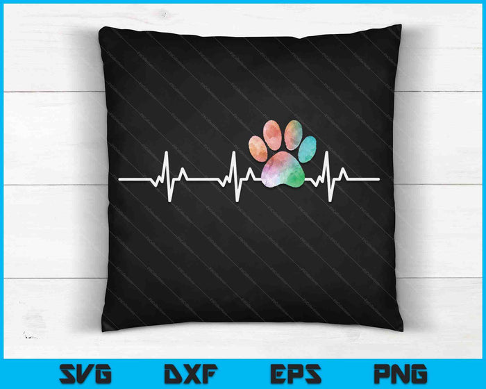 Cute Veterinarian Gift Rainbow Paw Print Heartbeat Vet Tech SVG PNG Digital Printable Files