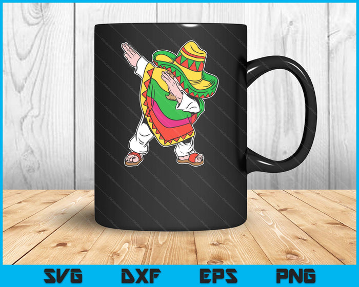 Dabbing Mexican Poncho Cinco De Mayo Boys Men Short Sleeve Sombrero Dab SVG PNG Digital Cutting Files