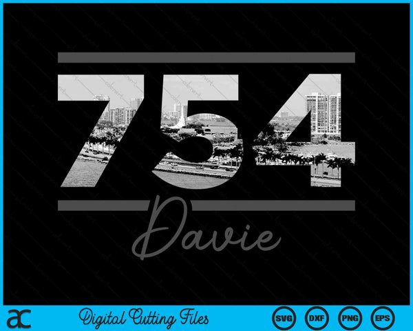 Davie 754 Area Code Skyline Florida Vintage SVG PNG Digital Cutting Files