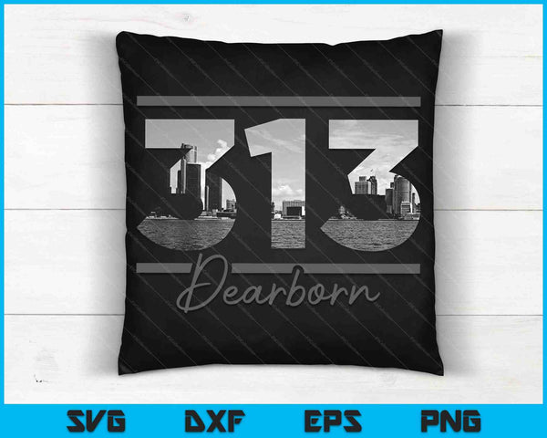 Dearborn 313 Area Code Skyline Michigan Vintage SVG PNG Cutting Printable Files