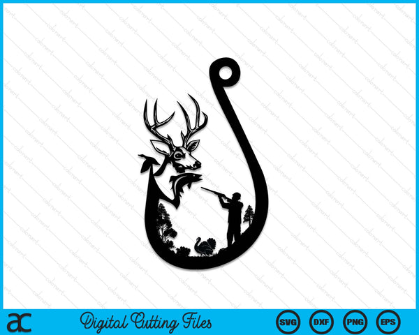 Fishing Deer, Duck and Turkey Hunting SVG PNG Cutting Printable Files