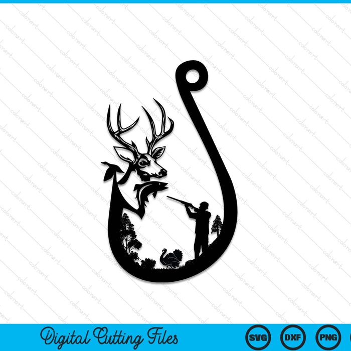 Fishing Deer, Duck and Turkey Hunting SVG PNG Cutting Printable Files