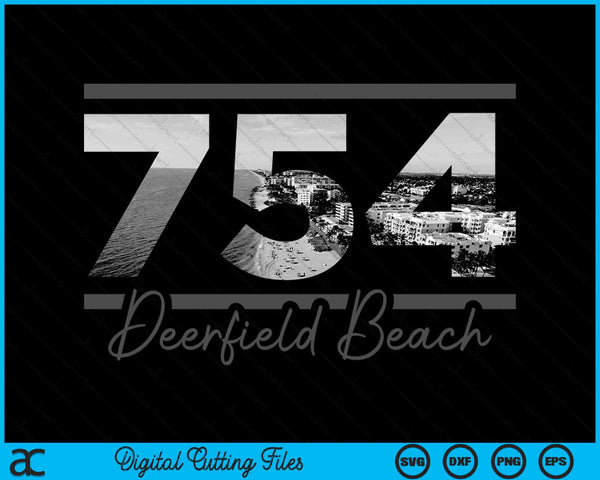 Deerfield Beach 754 Area Code Skyline Florida Vintage SVG PNG Digital Cutting Files