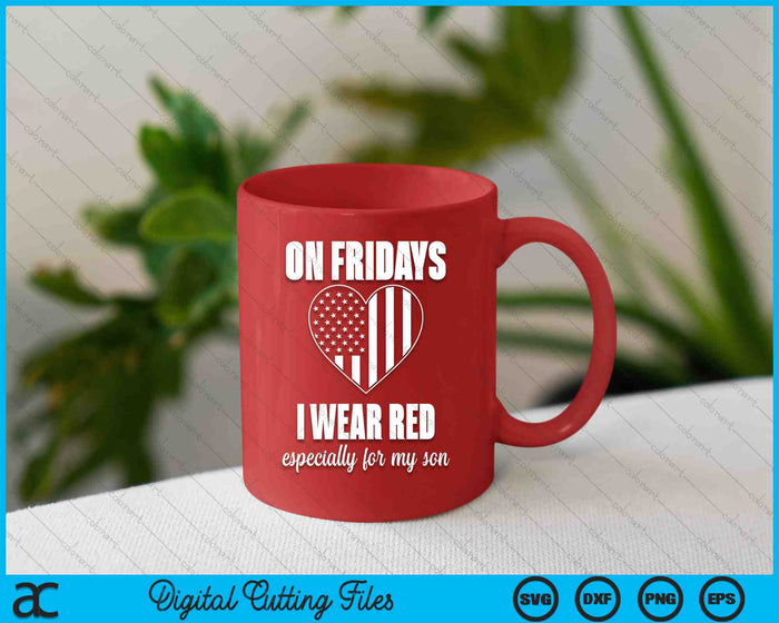 Ingezet zoon ontwerp voor moeder Red Friday militaire SVG PNG digitale snijbestanden Ingezet zoon ontwerp voor moeder Red Friday militaire SVG PNG digitale snijbestanden