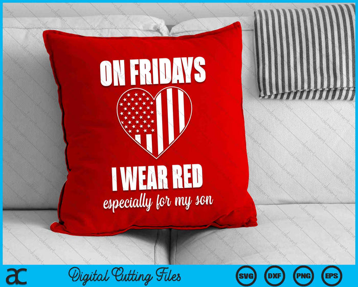 Ingezet zoon ontwerp voor moeder Red Friday militaire SVG PNG digitale snijbestanden Ingezet zoon ontwerp voor moeder Red Friday militaire SVG PNG digitale snijbestanden