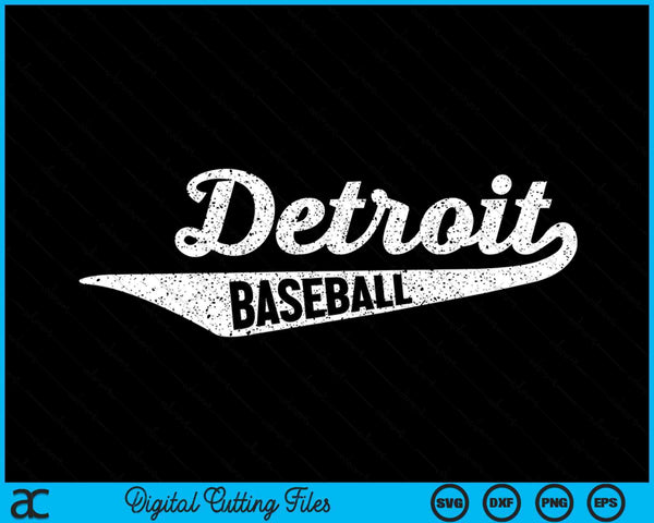 Detroit Baseball Script Vintage Distressed SVG PNG Digital Cutting Files