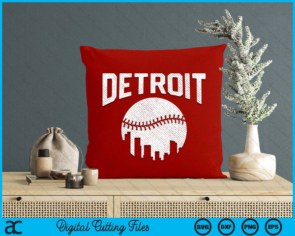 Detroit City California Baseball Skyline Vintage Souvenir SVG PNG Digital Printable Files