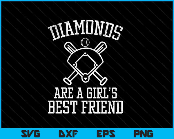 Diamonds are A Girls Best Friend Baseball SVG PNG Digital Cutting Files