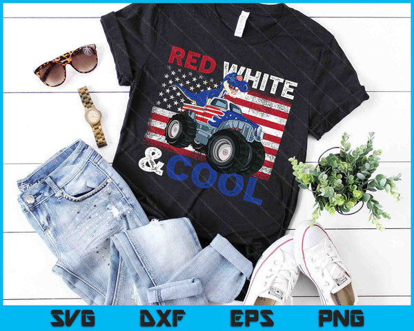 Dinosaur Monster Truck Dino 4th Of July Boys American Flag SVG PNG Digital Printable Files