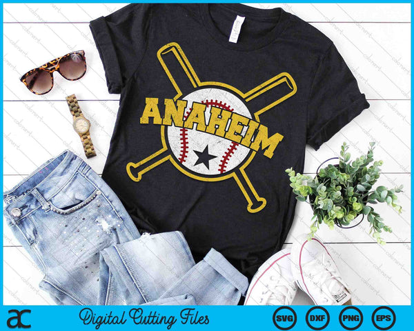 Distressed Retro Anaheim Baseball SD Vintage SVG PNG Digital Cutting Files