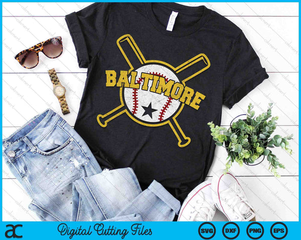 Distressed Retro Baltimore Baseball Vintage SVG PNG Digital Cutting Files