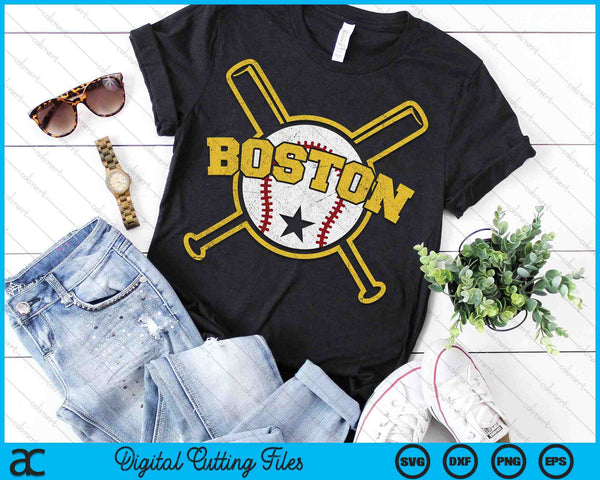 Distressed Retro Boston Baseball Vintage SVG PNG Digital Cutting Files