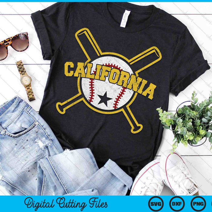 Distressed Retro California Baseball SVG PNG Cutting Printable Files Distressed Retro California Baseball SVG PNG Cutting Printable Files