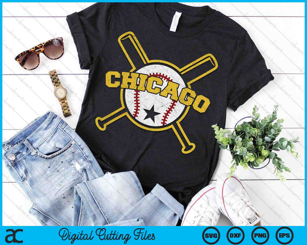 Distressed Retro Chicago Baseball Vintage SVG PNG Digital Cutting Files