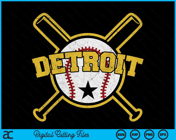 Distressed Retro Detroit Baseball SD Vintage SVG PNG Digital Cutting Files