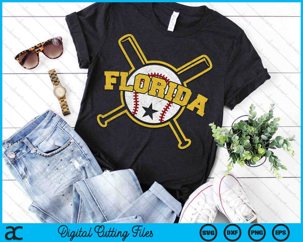 Distressed Retro Florida Baseball Vintage SVG PNG Digital Cutting Files