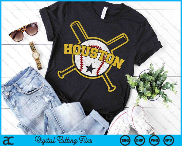 Distressed Retro Houston Baseball SD Vintage SVG PNG Digital Cutting Files