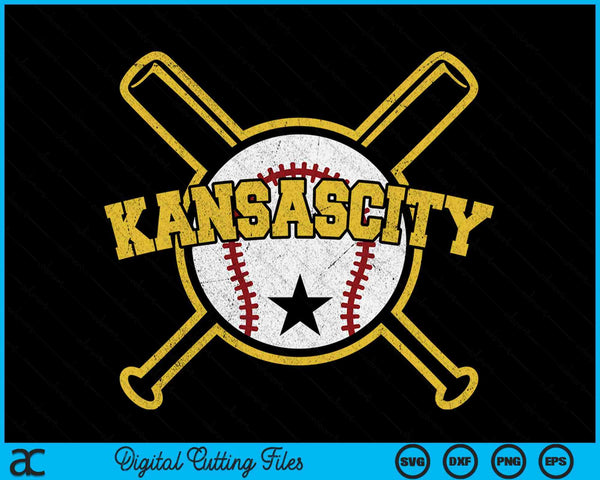 Distressed Retro Kansas City Baseball SD Vintage SVG PNG Digital Cutting Files