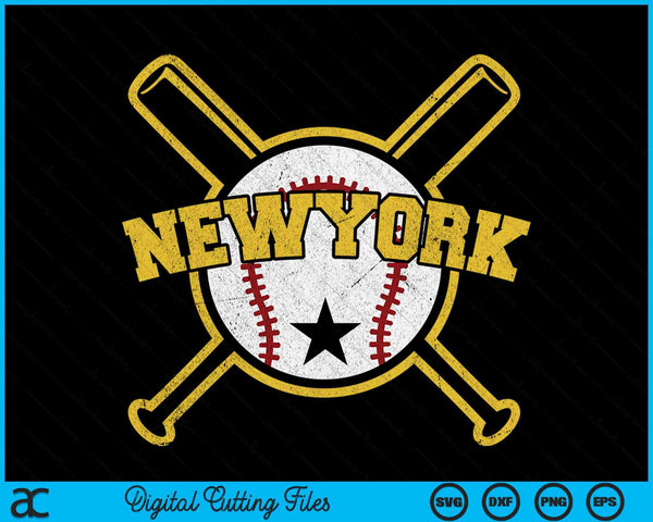 Distressed Retro New York Baseball Vintage SVG PNG Digital Cutting Files