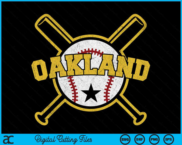 Distressed Retro Oakland Baseball SD Vintage SVG PNG Digital Cutting Files