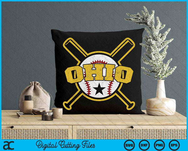 Distressed Retro Ohio Baseball SD Vintage SVG PNG Digital Cutting Files