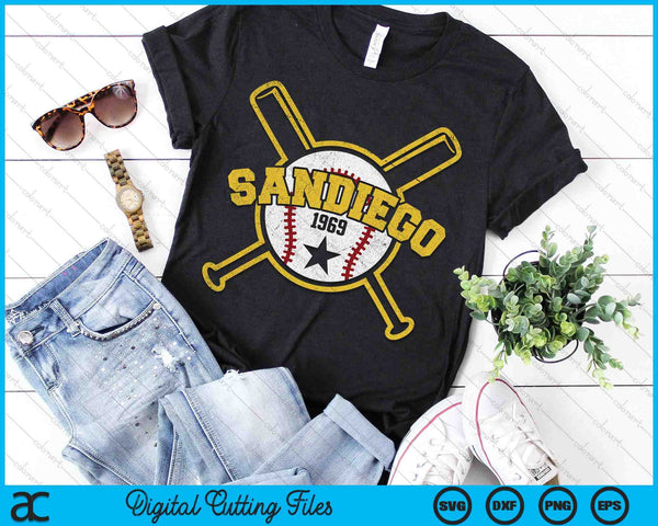 Distressed Retro San Diego Baseball SD Vintage SVG PNG Digital Cutting Files