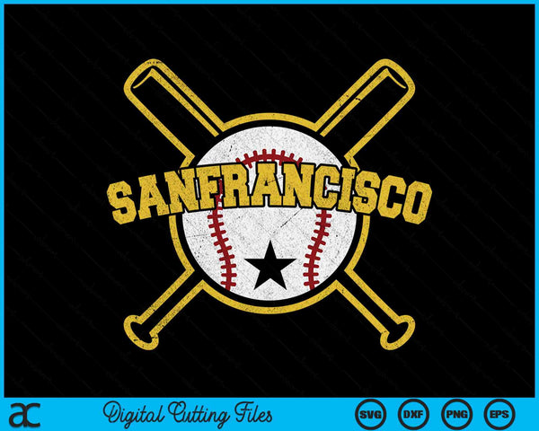 Distressed Retro San Francisco Baseball SVG PNG Cutting Printable Files
