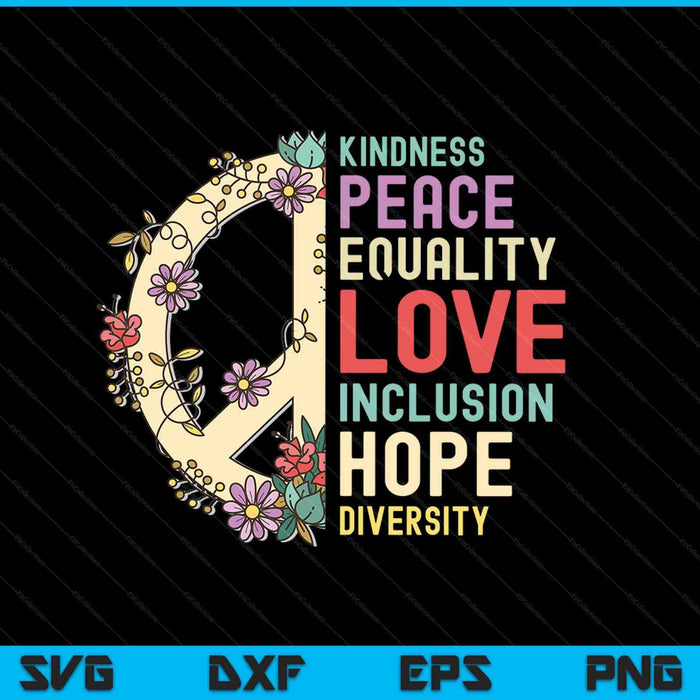 Diversity Equality Love Peace Human Rights Social Justice SVG PNG Digital Cutting Files