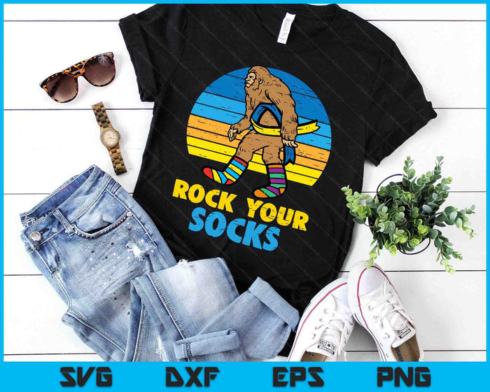 Down Syndrome Bigfoot Rock Your Socks Awareness Sasquatch SVG PNG Digital Printable Files Down Syndrome Bigfoot Rock Your Socks Awareness Sasquatch SVG PNG Digital Printable Files